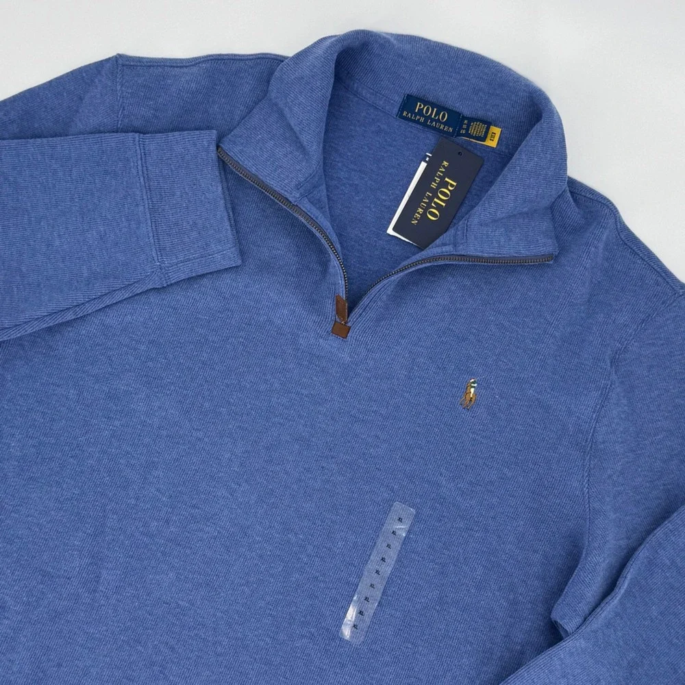Polo Ralph Lauren Mens XL Blue Quarter-Zip Pullover Sweater NWT 710857873027